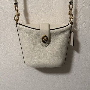 Coach White Crossbody Bag with Gold Accents